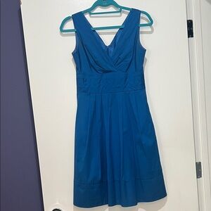 Nanette Lepore Cobalt Blue V-Neck Pleated Midi Dress size 2